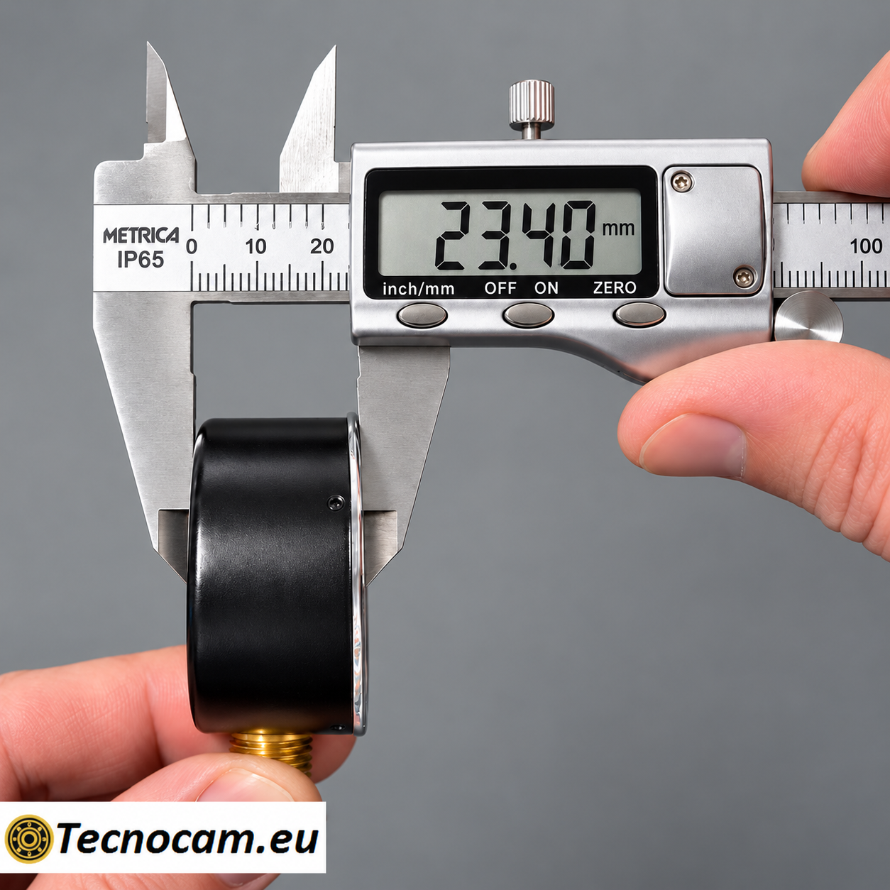 Profondità della cassa del manometro a secco con attacco radiale R 1/8, misura 23,40 mm