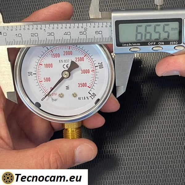Manometro a SECCO Scala 0-250 Bar, Attacco Radiale Maschio Gas 1/4" serie MANXRSG