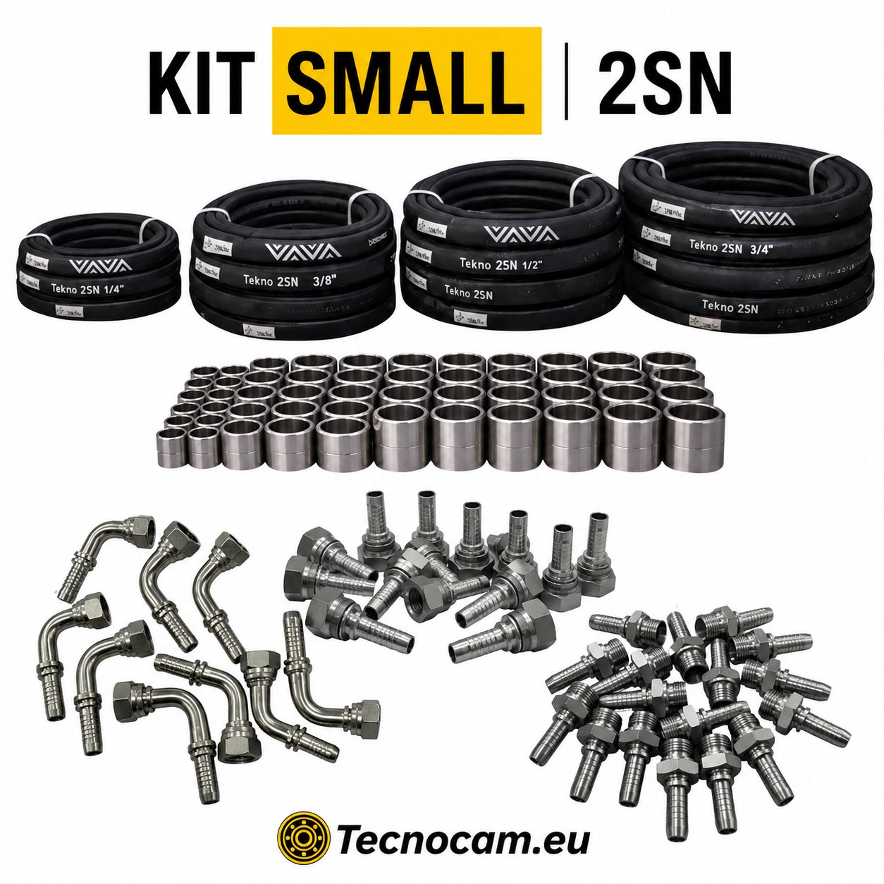 Kit de sertissage pour tuyaux haute pression complet avec tubes, raccords et bagues - Petit format