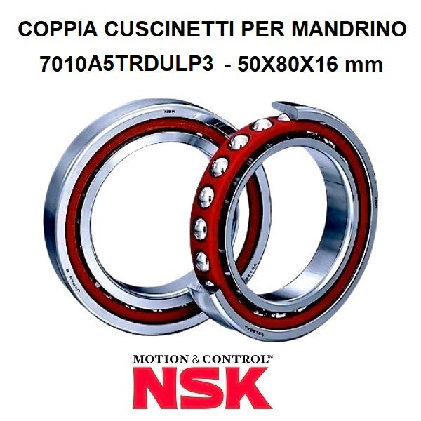 Coppia Cuscinetti per Mandrino 7010 A5TRDULP3 50x80x16 mm