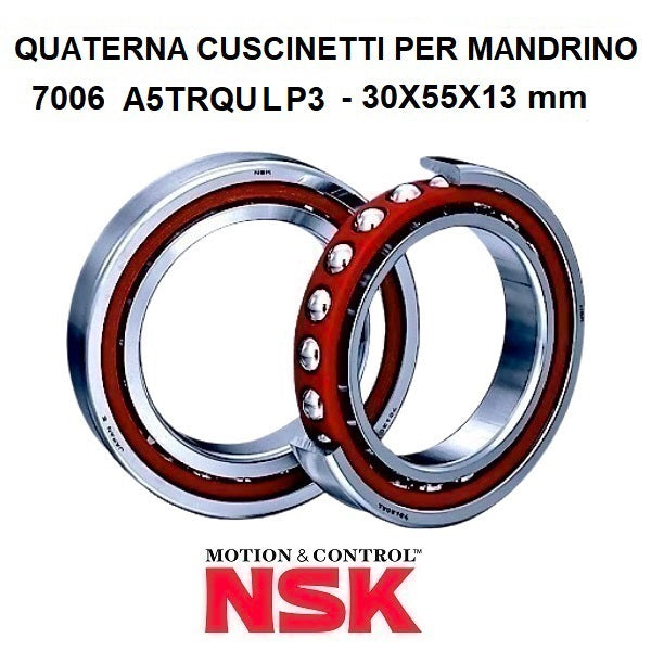 Quaterna Cuscinetti per Mandrino 7006 A5TRQULP3 30x55x13 mm