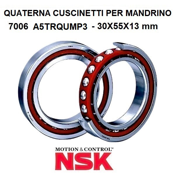 Quaterna Cuscinetti per Mandrino 7006 A5TRQUMP3 30x55x13 mm