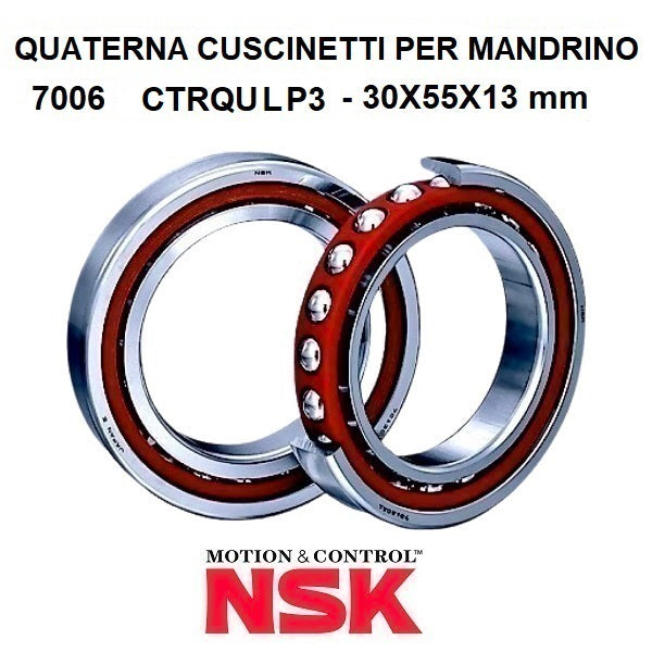 Quaterna Cuscinetti per Mandrino 7006 CTRQULP3 30x55x13 mm