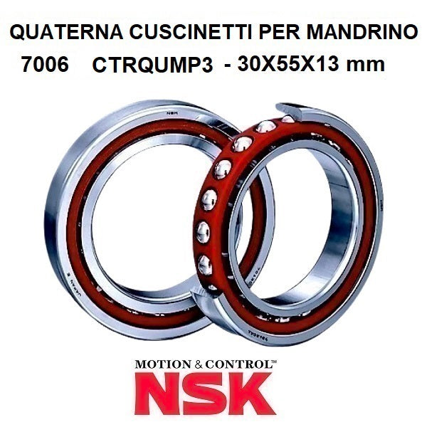 Quaterna Cuscinetti per Mandrino 7006 CTRQUMP3 30x55x13 mm