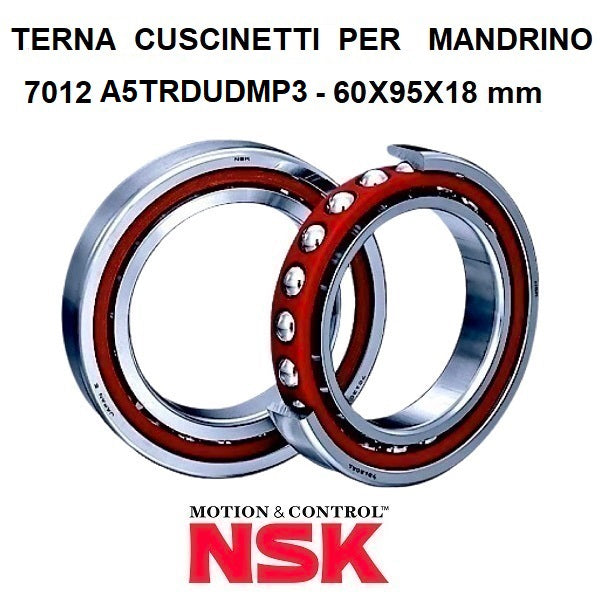 Terna Cuscinetti per Mandrino 7012 A5TRDUDMP3 60x95x18 mm