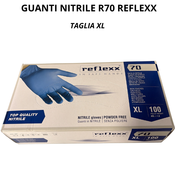 Guanti Monouso in Nitrile R70 Reflexx Alta Qualità in Taglie M, L e XL
