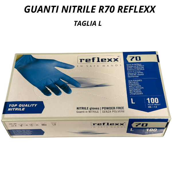 Guanti Monouso in Nitrile R70 Reflexx Alta Qualità in Taglie M, L e XL