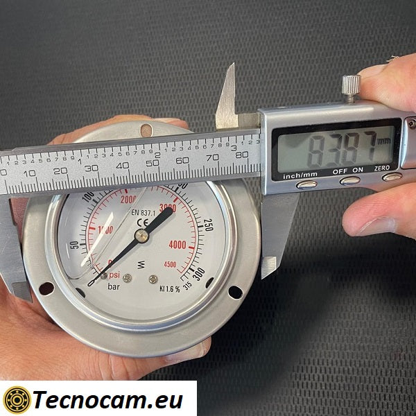 Manometro con GLICERINA Scala 0-315 Bar, con FLANGIA e Attacco Posteriore Maschio Gas 1/4" serie MANPFCG