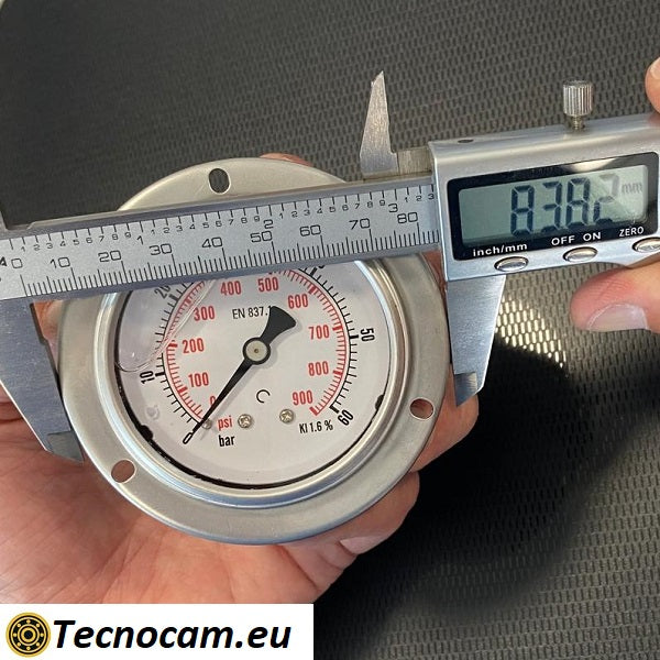 Manometro con GLICERINA Scala 0-60 Bar, con FLANGIA e Attacco Posteriore Maschio Gas 1/4" serie MANPFCG