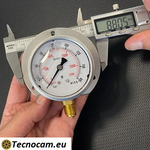 Manometro con GLICERINA Scala 0-160 Bar, con FLANGIA e Attacco Radiale Maschio Gas 1/4" serie MANRFCG