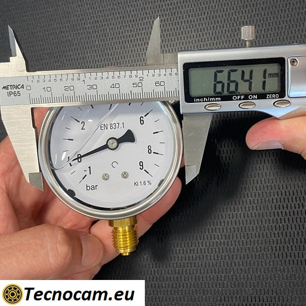Vuotometro con GLICERINA Scala da -1 Bar a +9 Bar, Attacco Radiale Maschio Gas 1/4" serie VUOTRCG