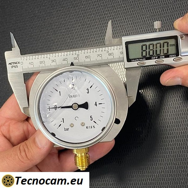 Vuotometro con GLICERINA Scala da -1 Bar a +5 Bar, con FLANGIA e Attacco Radiale Maschio Gas 1/4" serie VUOTRFCG