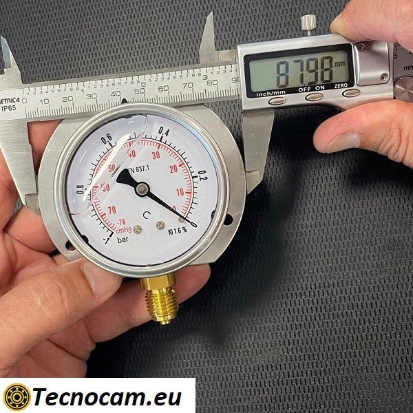Vuotometro con GLICERINA Scala da -1 Bar a 0 Bar, con FLANGIA e Attacco Radiale Maschio Gas 1/4" serie VUOTRFCG