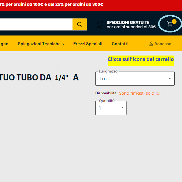 Componi il Tuo Tubo Oleodinamico da 1/4" a Campione