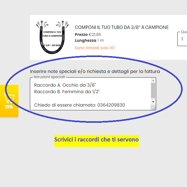 Componi il Tuo Tubo Oleodinamico da 3/8" a Campione