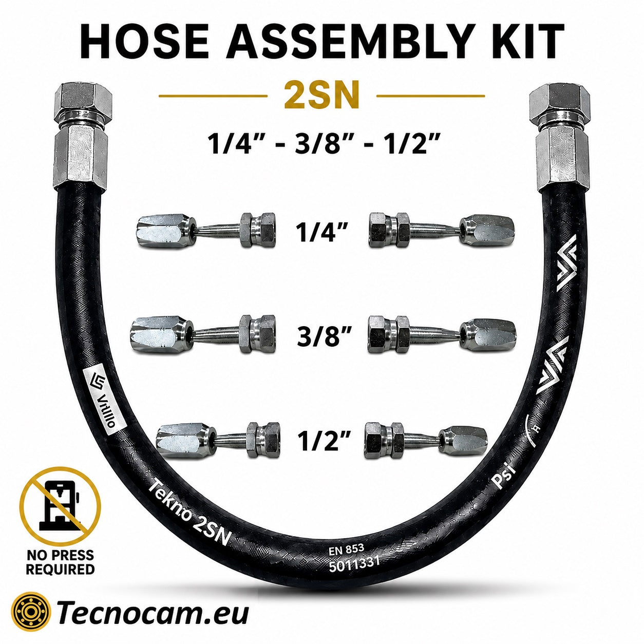 Kit per la Produzione Rapida di Tubi Oleodinamici 2SN Senza Pressa – 1/4" - 3/8" - 1/2"