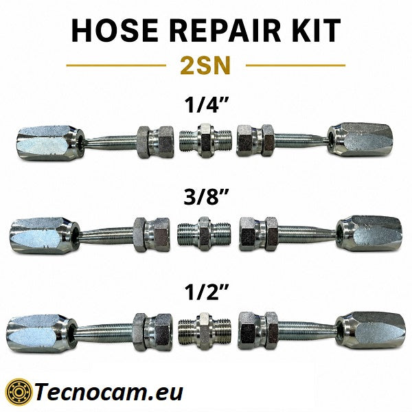 Kit di Riparazione Rapida per Tubi Oleodinamici Alta Pressione 2SN / R2AT – 1/4" - 3/8" - 1/2"