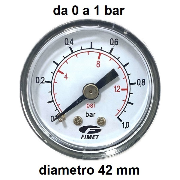 Manometro Scala 0-1 Bar, Attacco Posteriore Maschio Gas 1/8" serie MANP1