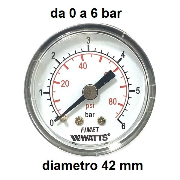 Manometro Scala 0-6 Bar, Attacco Posteriore Maschio Gas 1/8" serie MANP3
