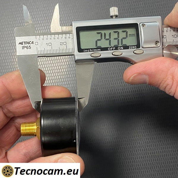 Trockenmanometer, Skala 0–25 bar, 1/8"-Außengewinde-Gasanschluss hinten 