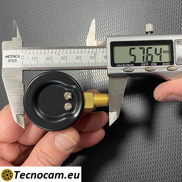 Manomètre à sec, échelle 0-4 bar, raccord arrière mâle pour gaz 1/8". 