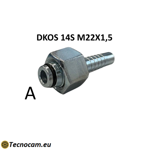 Tubo Oleodinamico Alta Pressione 1/2" 275 bar tenuta cono 60°, raccordo A) fil. MET. 14S (M22x1,5) FEM. - raccordo B) fil. MET. 14S (M22x1,5) FEM. 90°