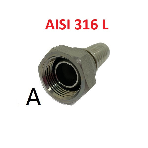 Tubo Oleodinamico Alta Pressione 1/4" 400 bar tenuta cono 60°, raccordo A) fil. GAS 1/4" FEM. INOX - raccordo B) fil. GAS 1/4" FEM. 90° INOX