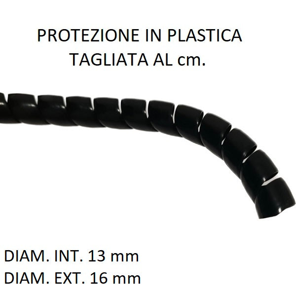 Spirale in plastica per protezione tubo diametri 13 mm int. x 16 mm ext.
