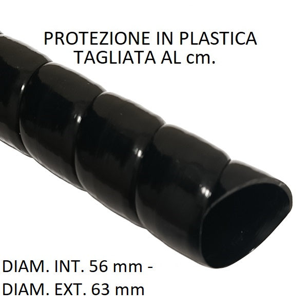 Spirale in plastica per protezione tubo diametri 56 mm int. x 63 mm ext.
