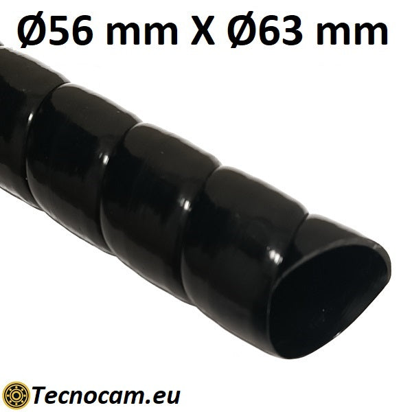 Kunststoffspirale zum Rohrschutz, Durchmesser 56 mm innen x 63 mm außen.