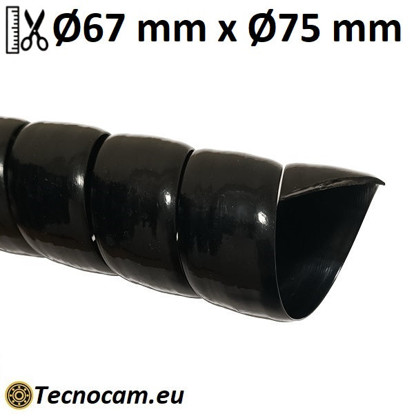 Spirale in plastica per protezione tubo diametri 67 mm int. x 75 mm ext.