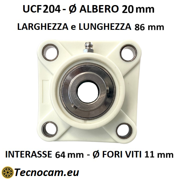 Supporto con Cuscinetto INOX UCF204 in Plastica