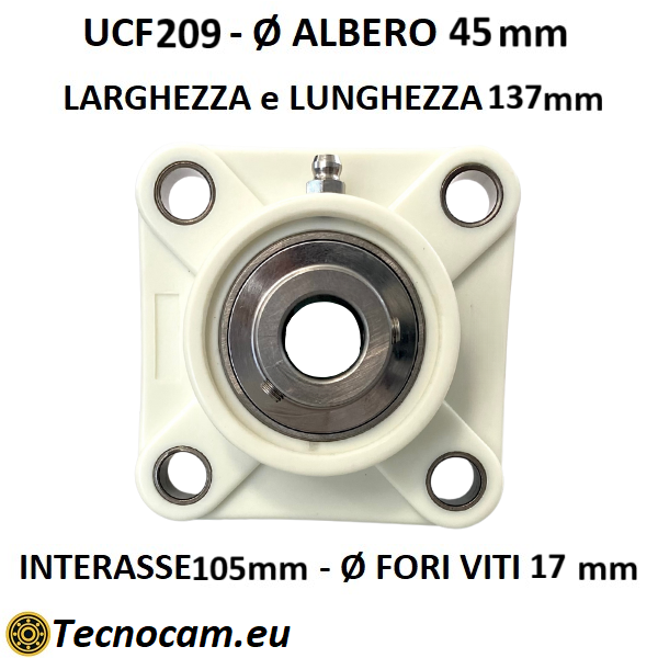 Supporto con Cuscinetto INOX UCF209 in Plastica