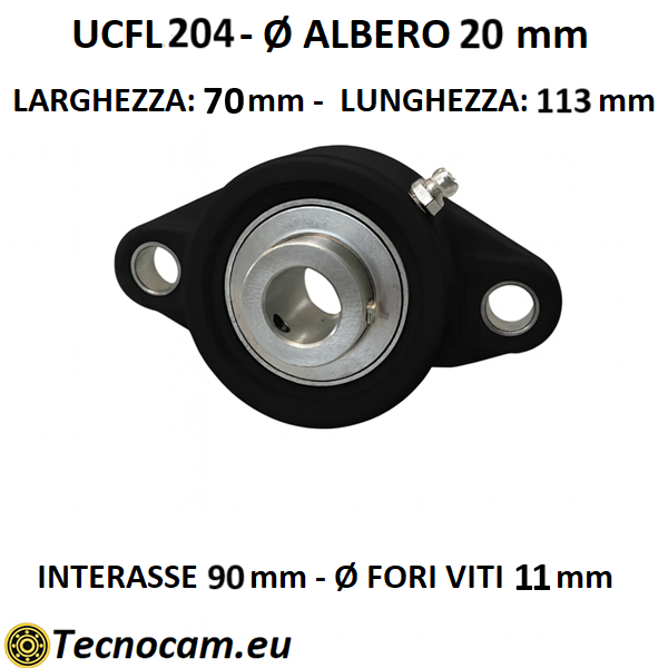 Supporto con Cuscinetto INOX UCFL204 in Plastica