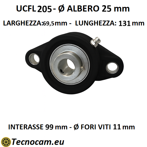 Supporto con Cuscinetto INOX UCFL205 in Plastica