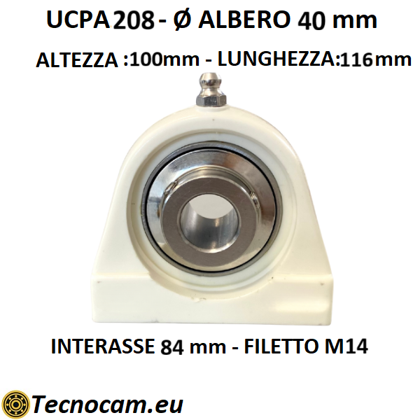 Supporto con Cuscinetto INOX UCPA208 in Plastica
