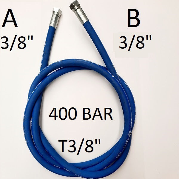 Tubo per Idropulitrici 3/8" 400 Bar tenuta cono 60°, raccordo A) fil. GAS 3/8" FEM. - raccordo B) fil. GAS 3/8" FEM. - Tecnocam Store