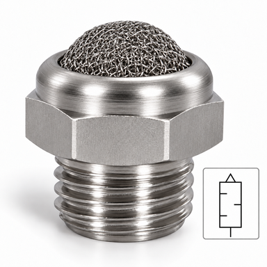 Silencieux pour air comprimé en acier inoxydable AISI 304 finition satinée