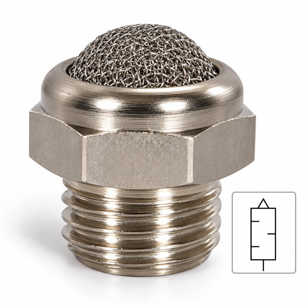 Silenziatore per aria compressa in acciaio inox AISI 304