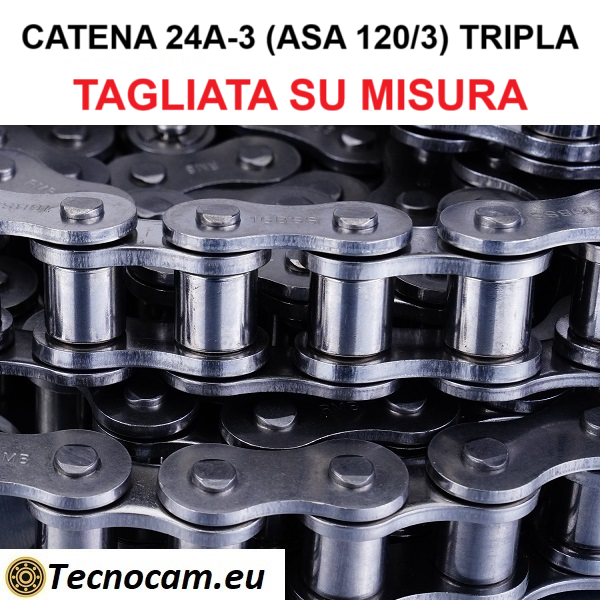 Catena di Trasmissione a Rulli 24A-3 (ASA 120/3) Tripla TAGLIATA SU MISURA