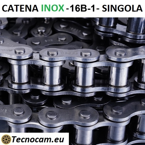 Catena di Trasmissione a Rulli 16B-1 Singola in ACCIAIO INOX