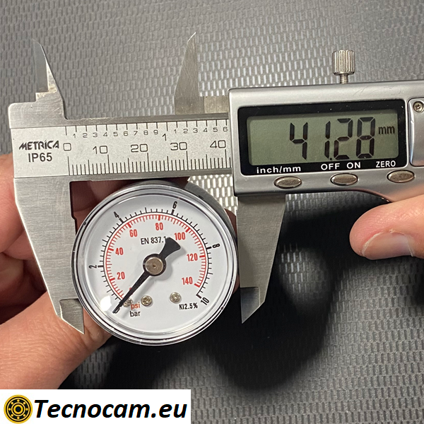 Trockenmanometer, Skala 0–10 bar, 1/8"-Außengewinde-Gasanschluss hinten 