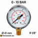 Manometro a secco 0–10 bar con cassa metallica Ø 41 mm e attacco radiale maschio R 1/8 BSPT