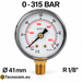 Manometro a secco 0–315 bar con cassa metallica Ø 41 mm e attacco radiale maschio R 1/8 BSPT