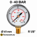Manometro a secco 0–40 bar con cassa metallica Ø 41 mm e attacco radiale maschio R 1/8 BSPT