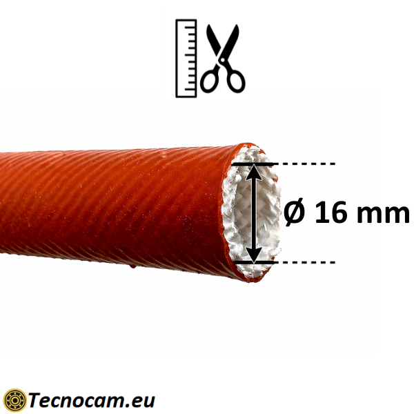 Guaina per Alte Temperature in Vetro Silicone Ø interno 16 mm