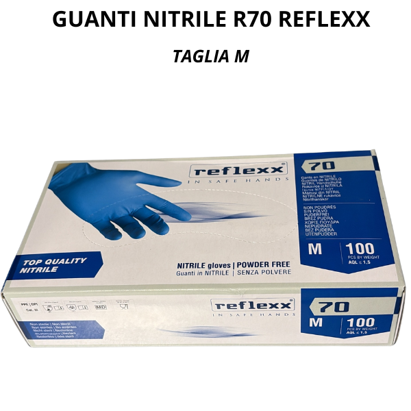 Guanti Monouso in Nitrile R70 Reflexx Alta Qualità in Taglie M, L e XL