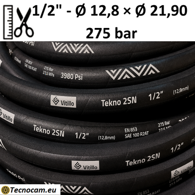 Flexible hydraulique 2SN R2T 1/2 pouce, 275 bar, vendu au mètre