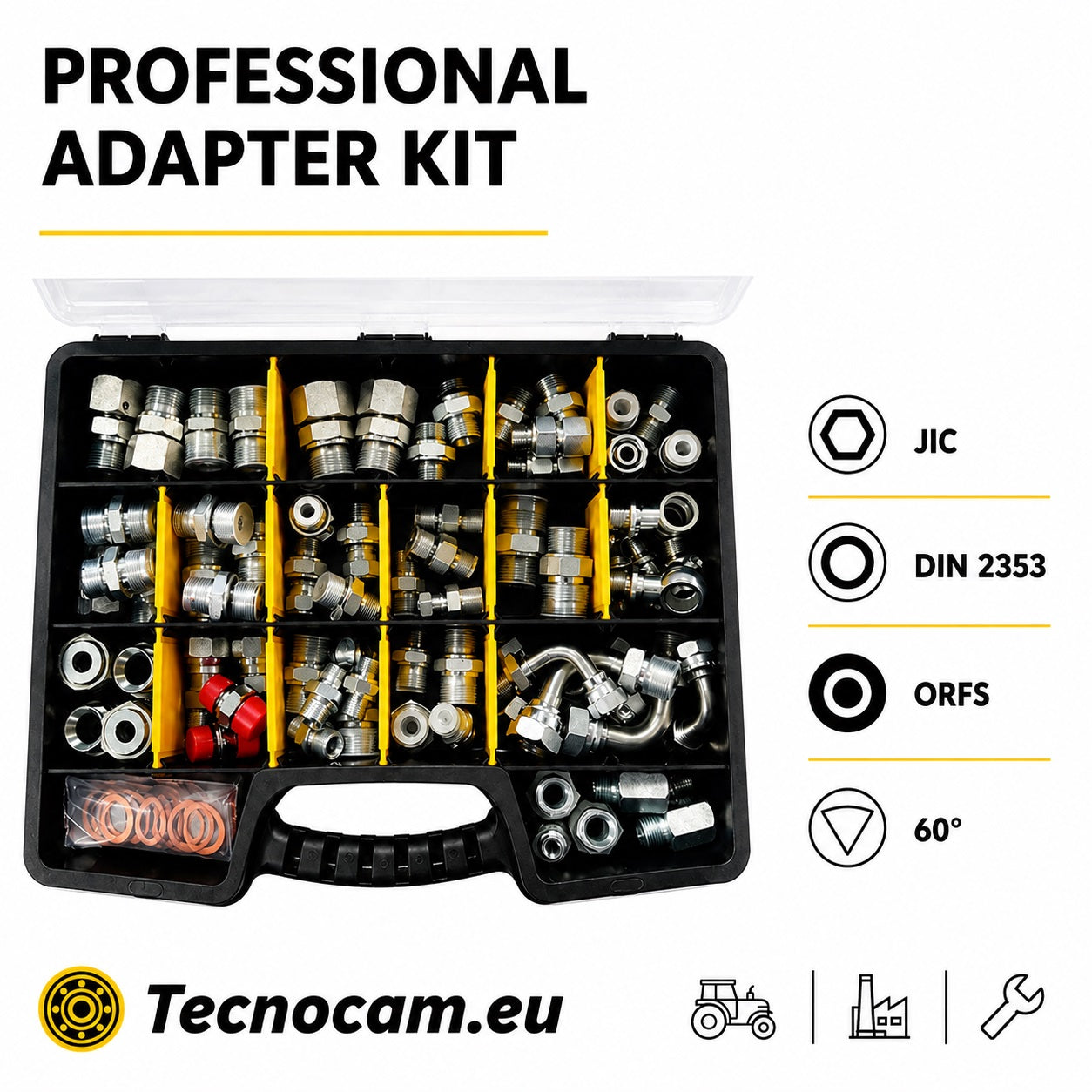 Kit Adattatori Professionali DIN - JIC - ORFS su Filetto GAS
