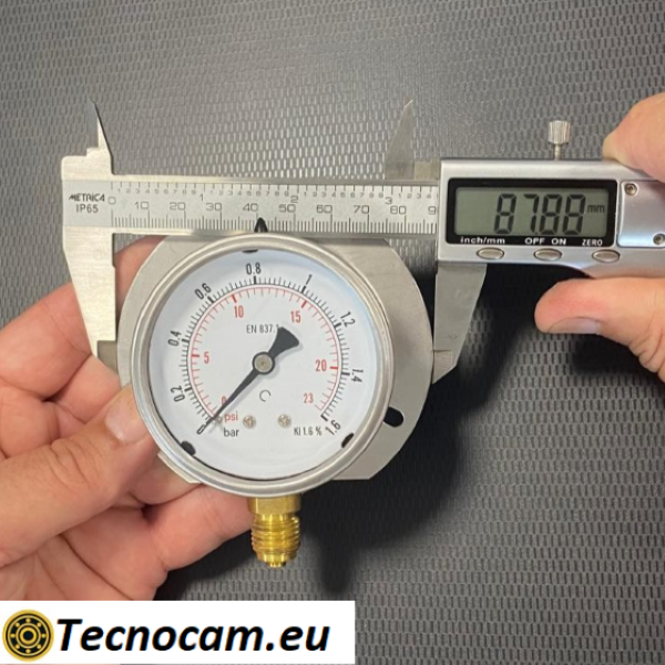 Manometro a SECCO Scala 0-1,6 Bar, con FLANGIA e Attacco Radiale Maschio Gas 1/4" serie MANXRFSG